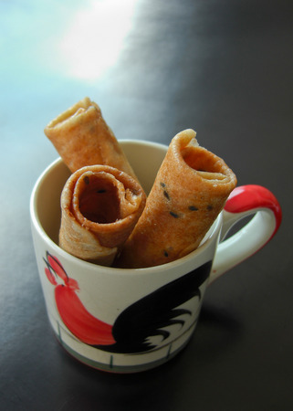 close up of oriental coconut cookies in thai styleの写真素材