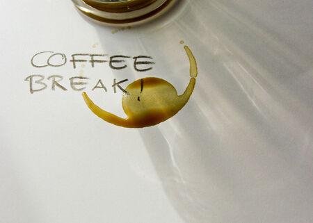 stain circle from a cup of coffee in coffee break timeの写真素材