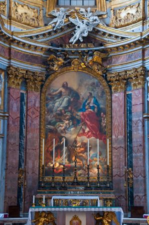 ROME-AUGUST 8  Interior of the Basilica San Carlo al Corso on August 8, 2013 in Rome, Italy   San Carlo al Corso is a basilica church in Rome, Italy, facing onto the central part of the Via del Corso のeditorial素材