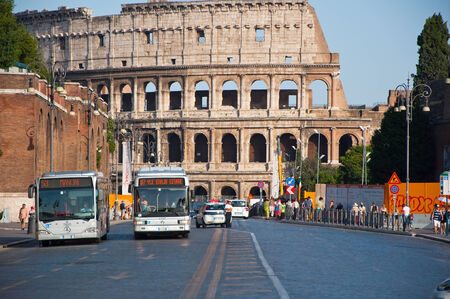 ROME-AUGUST 8  The Via dei Fori Imperiali on August 8,2013 in Rome, Italy  The Via dei Fori Imperiali is a road in the center of the city of Rome, that from the Piazza Venezia to the Colosseum のeditorial素材