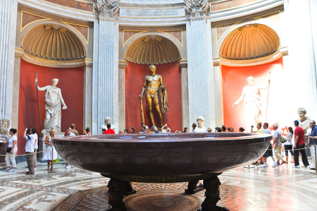 VATICAN-JULY 20  Sala Rotonda with bronze sculpture of Herculeson in Pius-Clementine Museum on July...