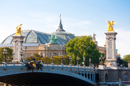 The Pont Alexandre III with the Petit Palais on the background in Paris, France のeditorial素材