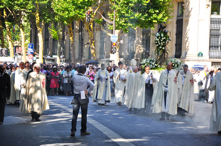 PARIS AUGUST 15  The procession from the Cathedral of Notre-Dame around the Ile de La Cite with the...
