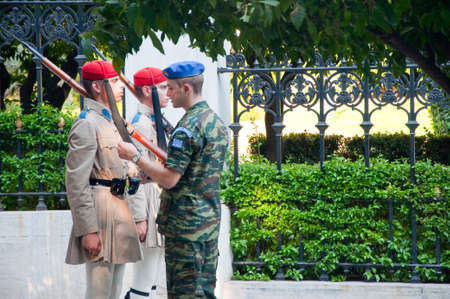 Greek Evzones on August 4, 2013 in Athens, Greece のeditorial素材