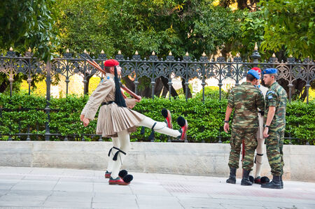 Greek Evzones on August 4, 2013 in Athens, Greece のeditorial素材