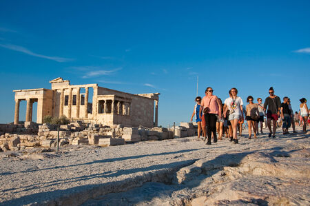 The Erechtheion and tourists on Acropolis of Athens  Greece のeditorial素材
