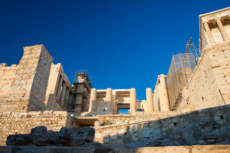 Doric columns of the Propylaea in Athens, Greece の写真素材