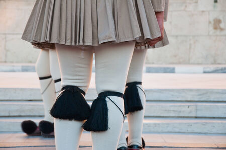 Evzones guard the Tomb of the Unknown Soldier in Athens, Greece の写真素材