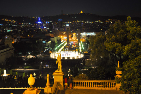 BARCELONA-JULY 25  Magic Fountain at night on July 25, 2013 in Barcelona  The Magic Fountain is a fountain located at the head of Avenida Maria Cristina のeditorial素材