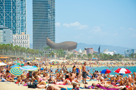 Barcelona's beach in Spain のeditorial素材