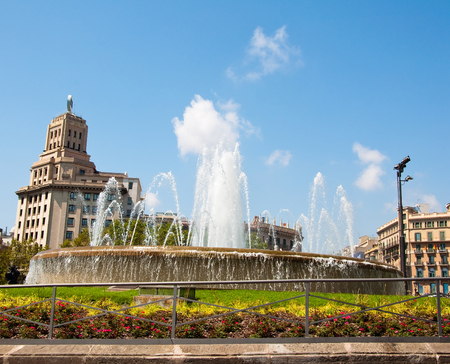 Fountain in Catalonia Square, Barcelona の写真素材