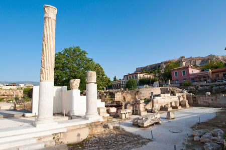 Roman Agora ruins an the Acropolis of Athens on the background in Athens.Greece.の写真素材