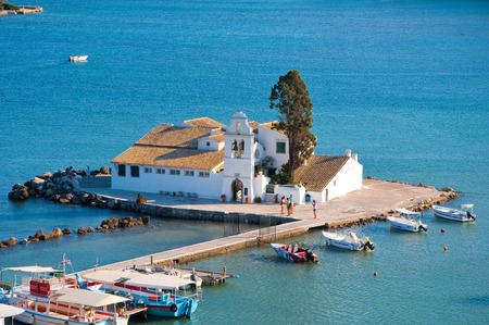 Vlacheraina Orthodox monastery in the midday on the island of Corfu, Greece.のeditorial素材