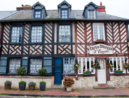 NORMANDY,FRANCE-JANUARY 8: Beuvron-en-Auge architecture on January 8,2013, France. Beuvron-en-Auge located in the Calvados department and one of the most beautiful village in France.のeditorial素材