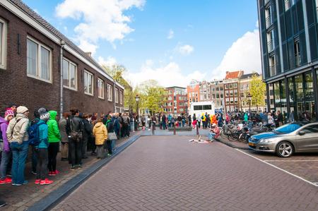 AMSTERDAM-APRIL 30: Ticket-queue to the Anne Frank House Museum on April 30,2015.The Anne Frank House Museum is one of Amsterdam's most popular and important museums opened in 1960.のeditorial素材