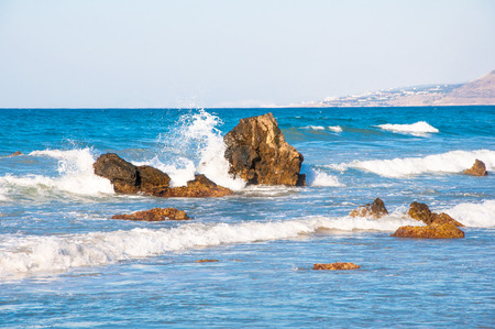 Cretan sea during storm. Crete island. Greece.のeditorial素材