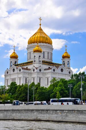 Moscow, Russia-May 27,2018: Cathedral of Christ the Saviouras seen from Moskva River.のeditorial素材