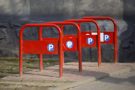 Red bicycle parking.