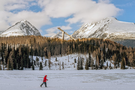 Winter in High Tatras Mountains. High Tatry. Slovakia. Vysoke Tatry. Strebske pleaso ski resort. Alpine skiing.の写真素材