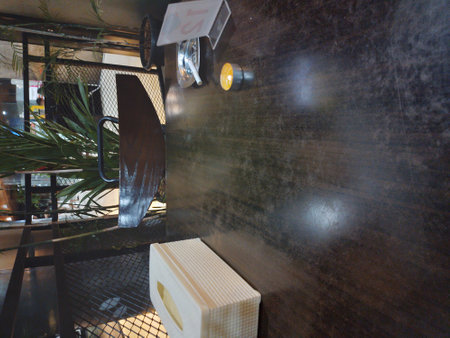 Restaurant table with candles on it, looks aesthetic and artistic.の写真素材