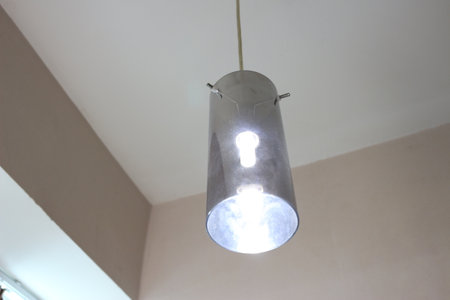 Nice chandelier, white with modern nuances.の写真素材