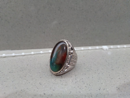 Gemstone. A ring decorated with stones, Indonesian traditional ring. Stones that look old and full of meaning.の写真素材