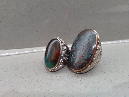 Gemstone. A ring decorated with stones, Indonesian traditional ring. Stones that look old and full of meaning.の写真素材