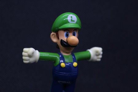 mario bross figure with white backgroundの写真素材