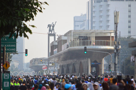 View of the city of Jakarta, you can see a developing city characterized by tall buildings.の写真素材