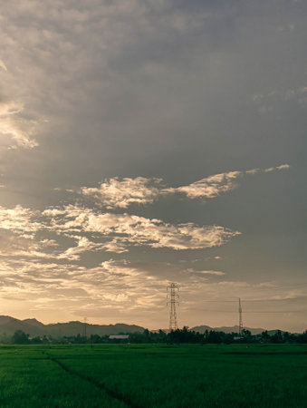 Beautiful view of clouds and sky in the afternoon with a hill in the background