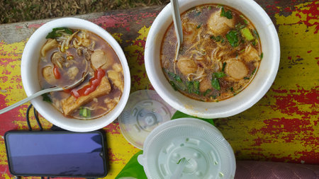 Indonesian food spicy meatballs in a bowl