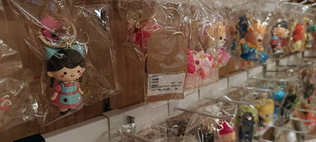 Various cute key chain accessories are sold in the shop
