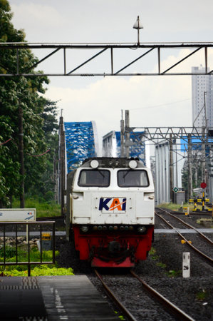 Indonesian train stopped waiting for passengers