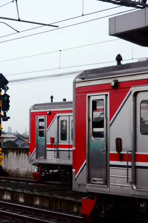 Indonesian train stopped waiting for passengers