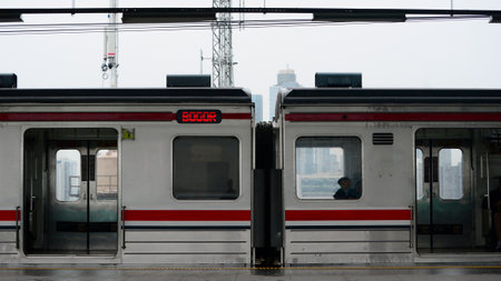 Indonesian train stopped waiting for passengers