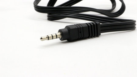 3 5 mm jack audio cable isolated on white background