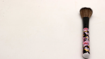 Close up blush brush for makeup isolated on white backgroundの写真素材