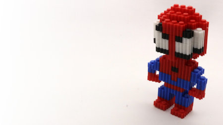 Cute children's Lego toys, in the form of Spiderman, shark, stingray and goat.