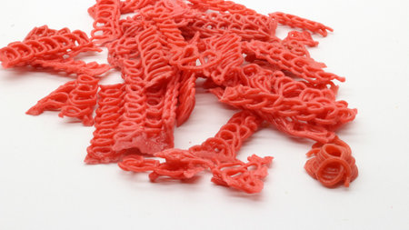 Colorful crackers or krupuk isolated on white backgroundの写真素材