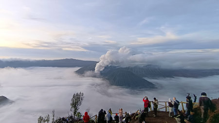 Sunrise view from Mount Bromo in East Java, Indonesia