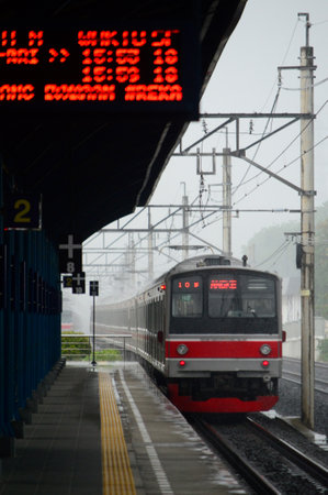 Indonesian train stopped waiting for passengers