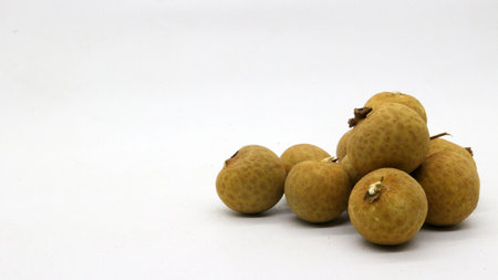 Fresh longan fruit isolated on white backgroundの写真素材