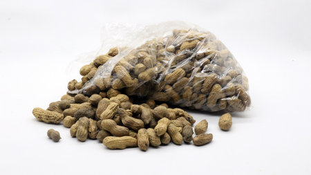 Peanuts isolated on white backgroundの写真素材