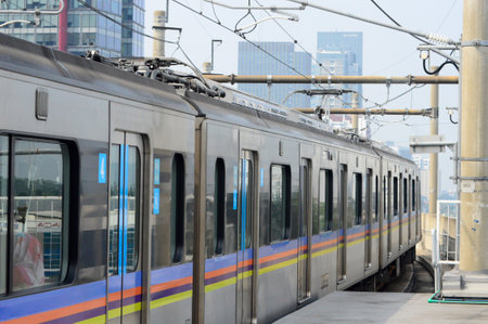 View of train running in the city of Jakarta, Indonesia