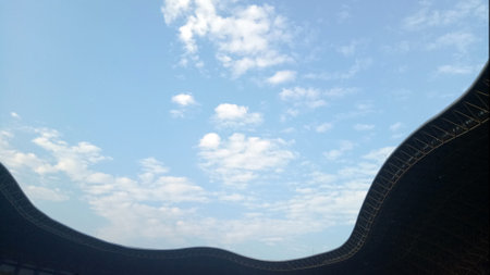 Blue sky view at football stadium in Bekasi city