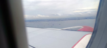 Beautiful view from the airplane windowの写真素材