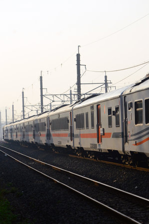 Aesthetic view of trains passing on the railsの写真素材