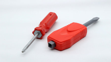 Collection of screwdriver toys isolated on white background