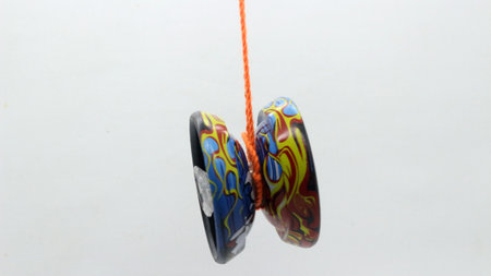 Colorful yoyo toys on white backgroundの写真素材