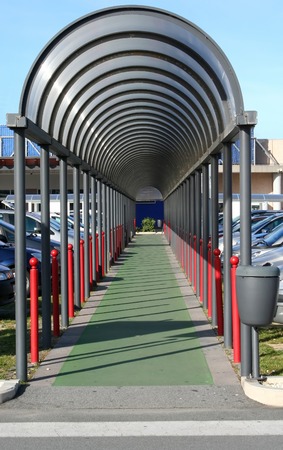 Covered walkway tunnel entrance of a shopping centre